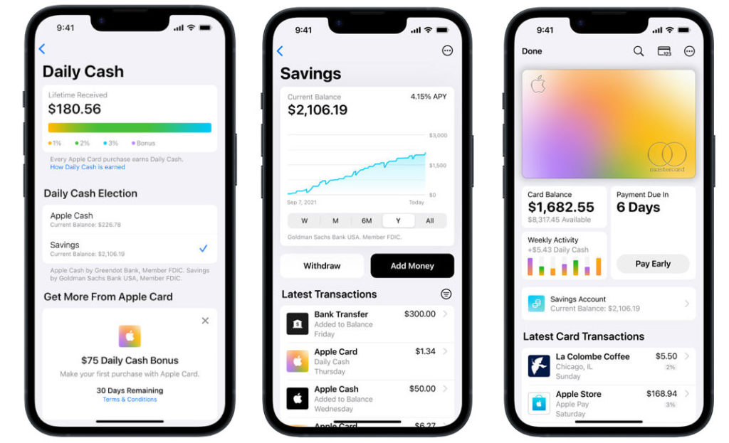 Apple card saving account offers high yield savings of 4.15% APY