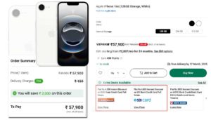 iphone 16e price on vijay sales - min flat 2000 off or max 10% off